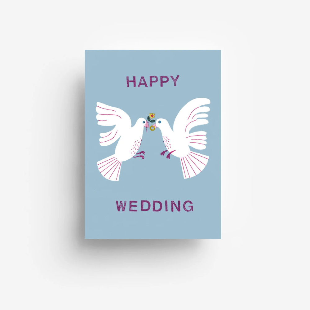 Liebevolle Postkarte mit der Aufschrift Happy Wedding Hauptbild
