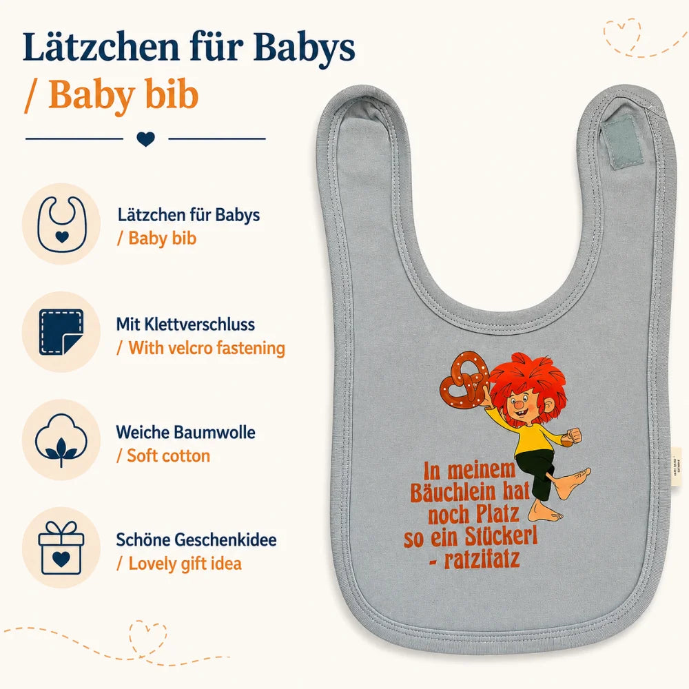 Pumuckl Babylätzchen für Babys mit Klettverschluss und weicher Baumwolle