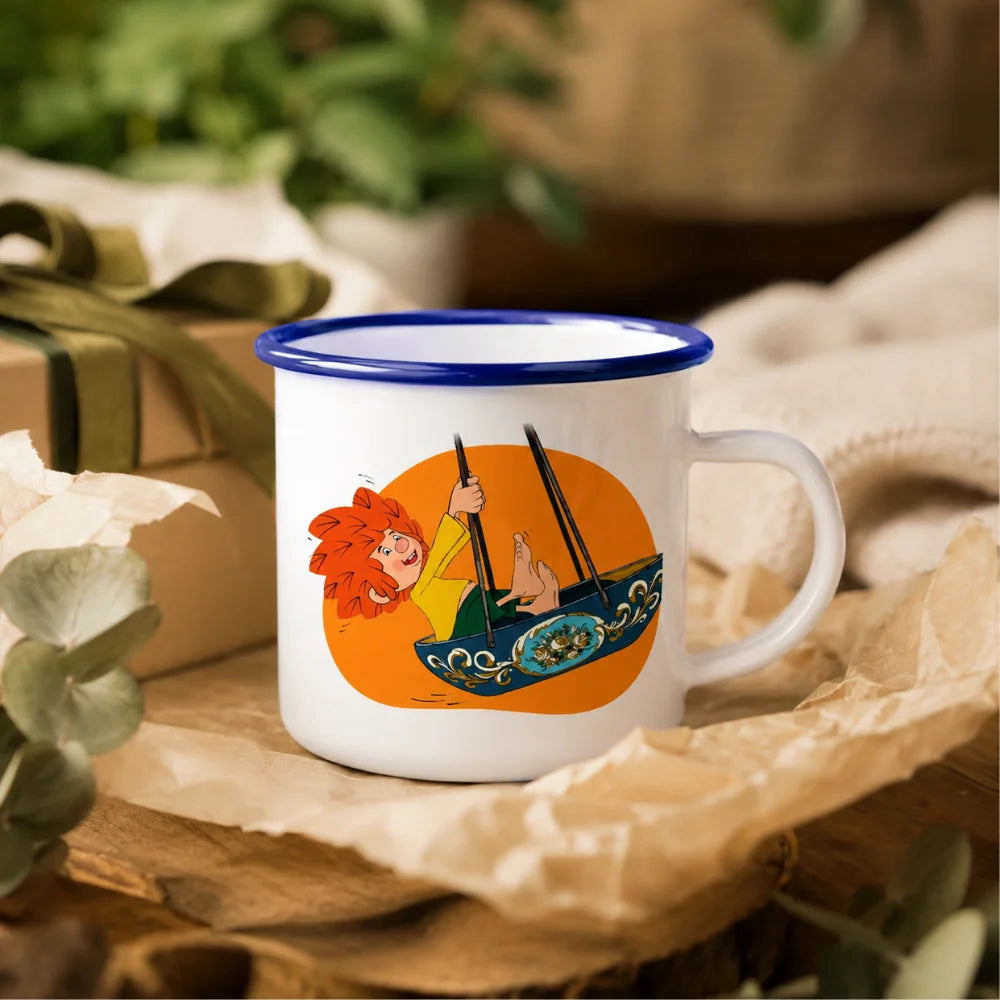 Pumuckl Emaille-Tasse Schiffschaukel als Geschenkidee für Pumuckl-Fans