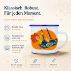 Pumuckl Emaille-Tasse Schiffschaukel – robuster Retro-Becher für Zuhause und unterwegs