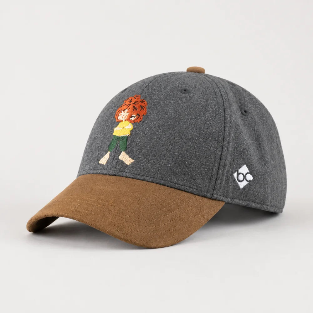 Graue Pumuckl Kinder-Cap mit braunem Schirm und gestickter Kultfigur Hauptbild