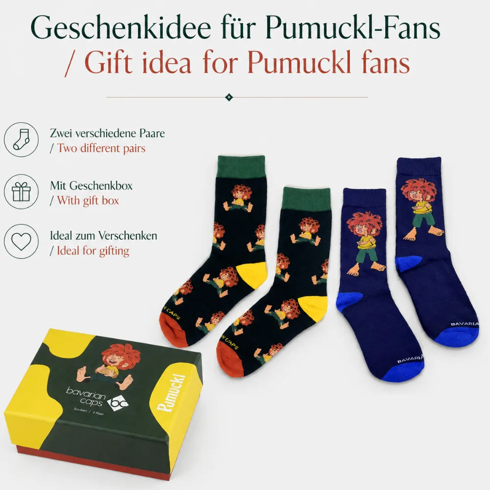 Pumuckl Sockenbox als Geschenkidee mit zwei verschiedenen Paar Socken für Pumuckl-Fans