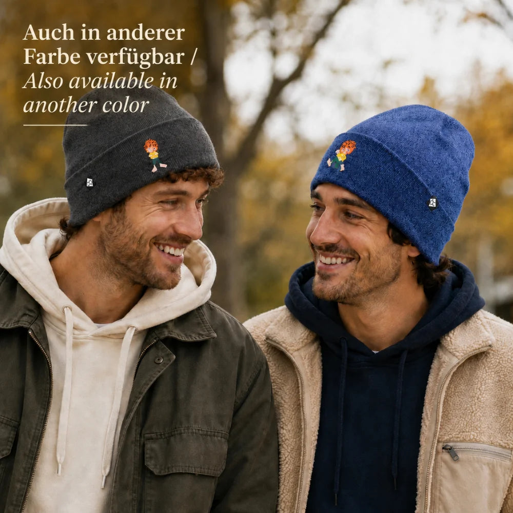 Blaue und graue Pumuckl Mütze für Erwachsene – auch in anderer Farbe erhältlich