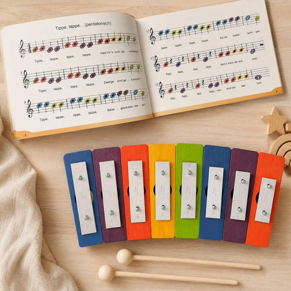 Buntes Glockenspiel aus Holz als musikalisches Geschenk für Kinder