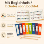 DECOR Regenbogen-Glockenspiel mit 8 Tönen, zwei Holzschlägeln und farbigem Begleitheft