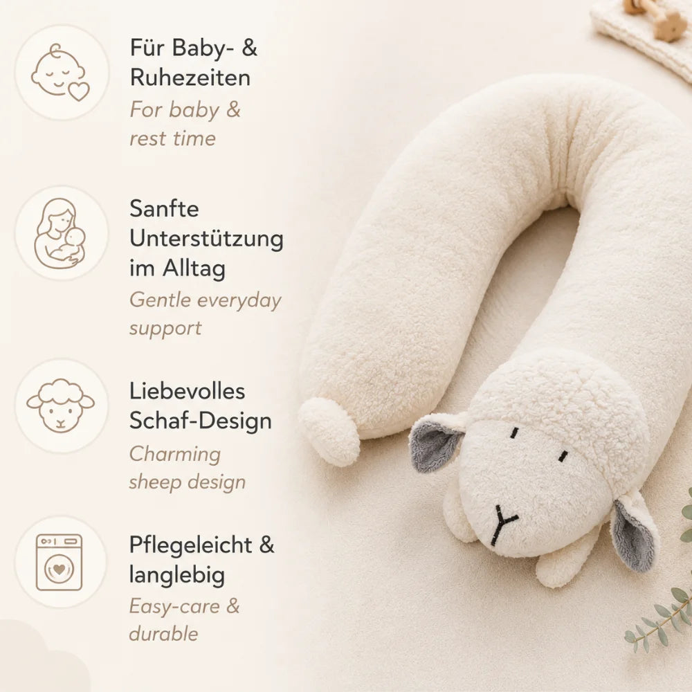 EFIE Stillkissen Schaf für Baby- und Ruhezeiten mit weichem Schaf-Design, alltagstauglicher Unterstützung und pflegeleichtem Bezug.