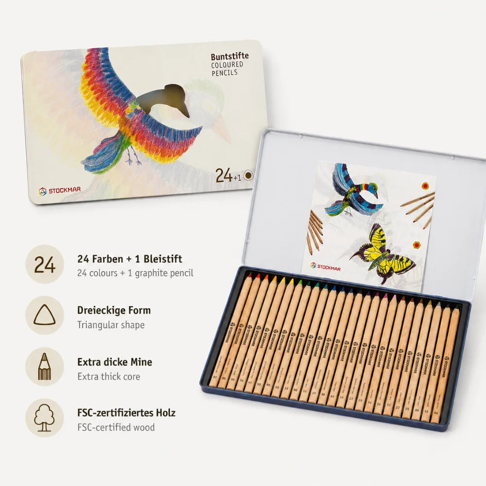 STOCKMAR Buntstifte mit 24 Farben, Bleistift, dicker Mine und FSC-zertifiziertem Holz