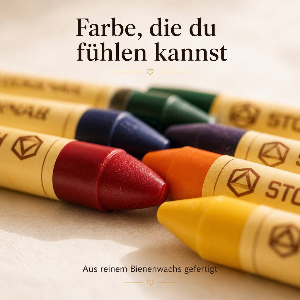 Stockmar Wachsmalstifte 16 Farben in Holzkassette – Bienenwachs für kreatives Malen