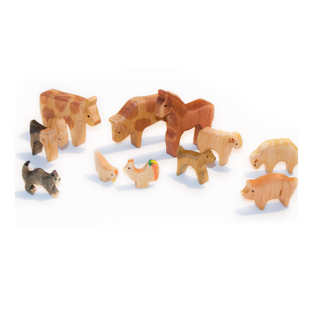 Holztierset mit 11 Tieren (Bauernhof)