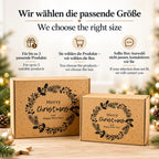 Weihnachts-Geschenkbox in großer und kleiner Ausführung mit festlichem Weihnachtsmotiv. Für bis zu drei geeignete Geschenkartikel wird automatisch die passende Boxgröße gewählt.