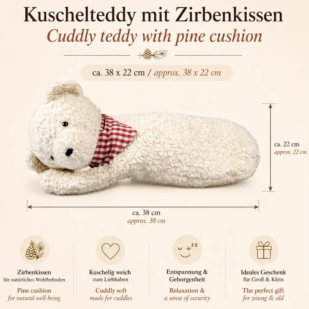 EFIE Zirbenkissen Teddy ca. 38 x 22 cm mit herausnehmbarem Zirben-Inlett