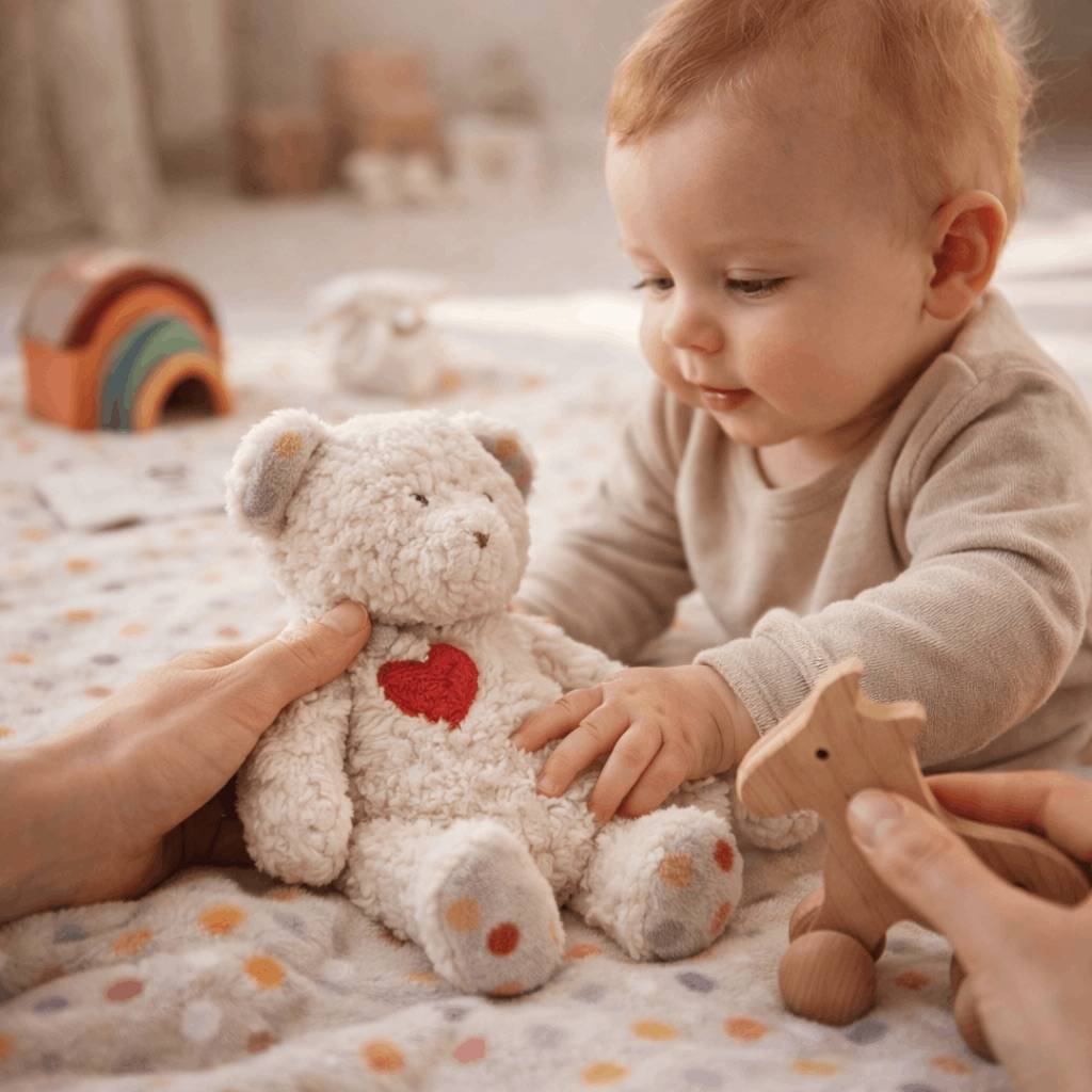 Baby Gift Set "Little Wonder" for Birth – Cuddly Toy, Baby Blanket & Wooden Toy