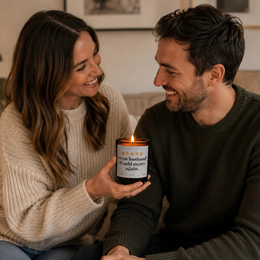 Liebevolle Duftkerze als Geschenk für Ehemann oder Partner