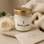 Handgemachte Sojawachs-Kerze mit I Love You Botschaft
