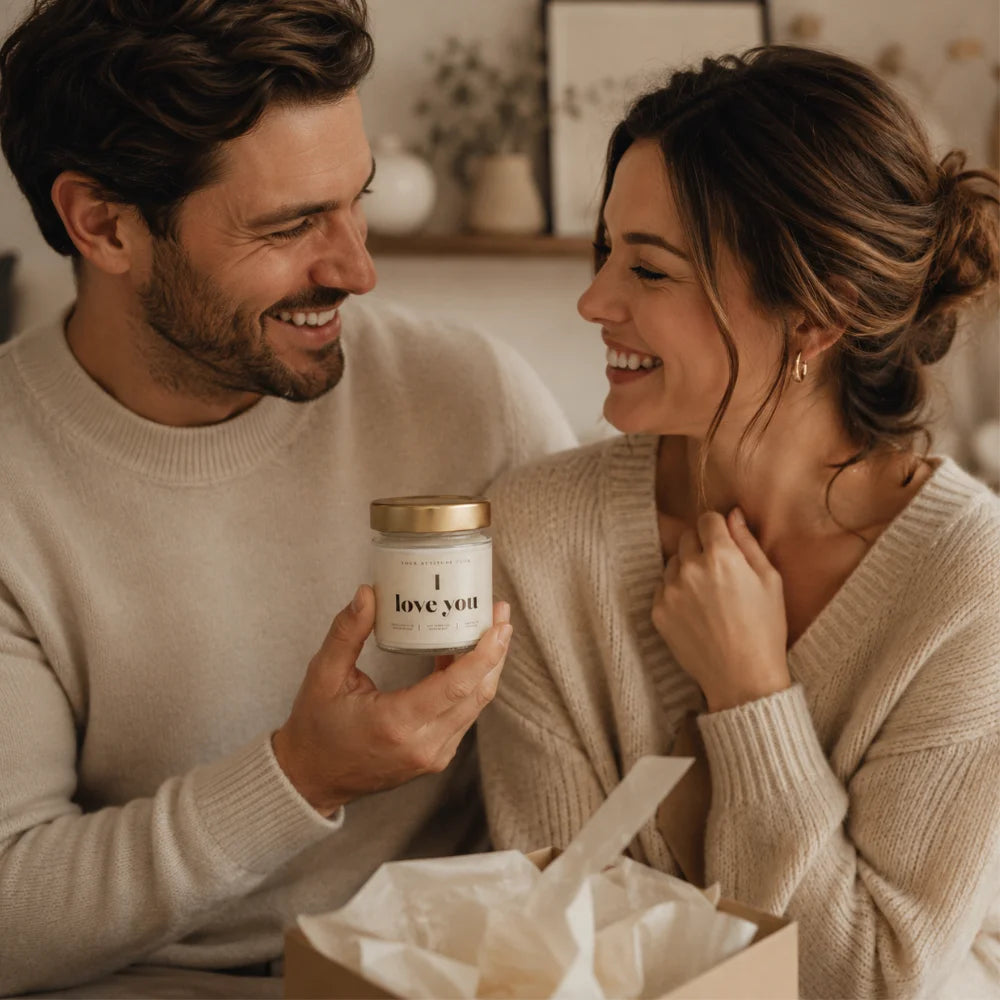 Liebevolle Duftkerze als Geschenk für Partner oder Lieblingsmenschen
