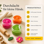 Produktdetails der KNETÄ Knetmasse mit veganer Rezeptur, 8 Farben und Made in Germany Qualität