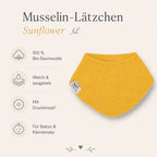 Musselin-Lätzchen Sunflower aus Bio-Baumwolle mit verdecktem Druckknopf