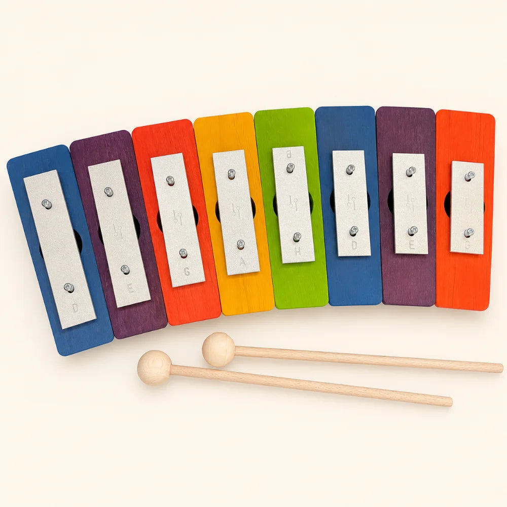 Regenbogen-Glockenspiel mit 8 Tönen und zwei Holzschlägeln