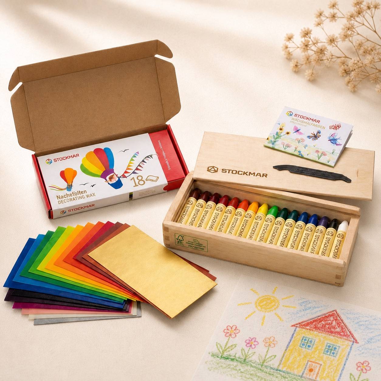 16 wax crayons from STOCKMAR (wooden case) Main image