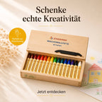 Stockmar Wachsmalstifte 16 Farben in Holzkassette – Bienenwachs für kreatives Malen