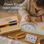 Stockmar Wachsmalstifte 16 Farben in Holzkassette – Bienenwachs für kreatives Malen