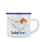Die Engel Aloisius Emaille-Tasse verbindet bayerischen Humor mit zeitlosem Design. 