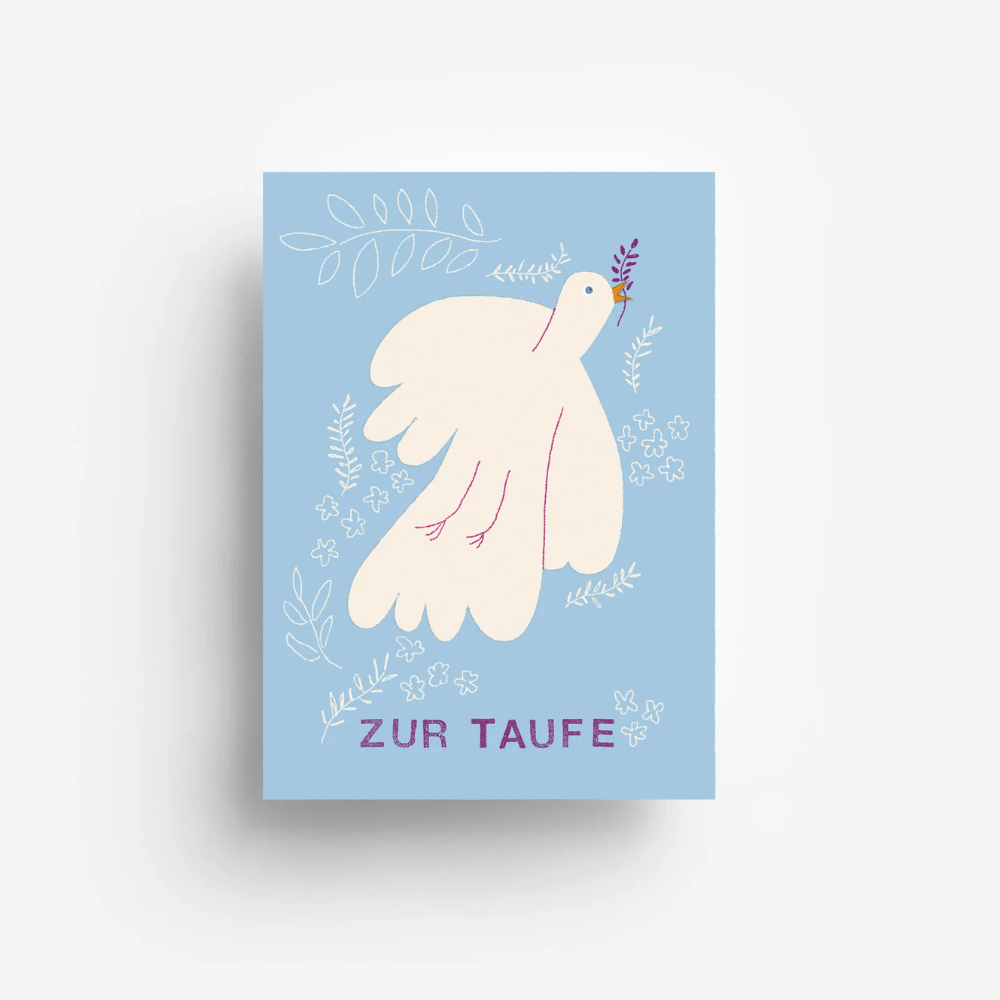 Wunderschöne Postkarte zur Taufe. Perfekt als Grußkarte oder als Beilage zum Geschenk. Entworfen und hergestellt in Deutschland.  Hauptbild