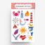 Bunte temporäre Tattoos für Kinder im praktischen DIN A6 Format.
Jedes Tattoo ist einzeln in Cellophan verpackt und mit Papplabel versehen – ideal als kleines Geschenk oder Mitgebsel.