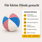 EFIE Rasselball Baby – Greifball & Sensorikball aus Baumwolle & Frottee, Made in Germany