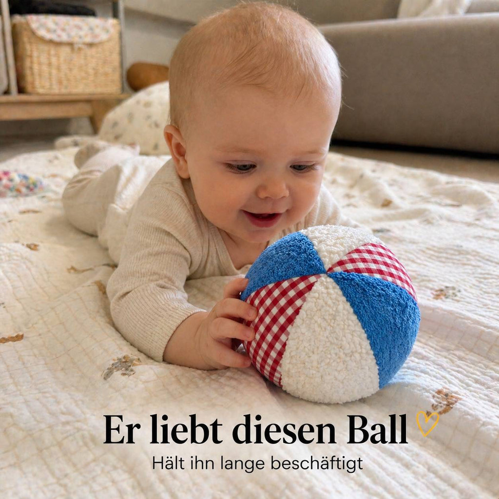EFIE Rasselball Baby – Greifball & Sensorikball aus Baumwolle & Frottee, Made in Germany
