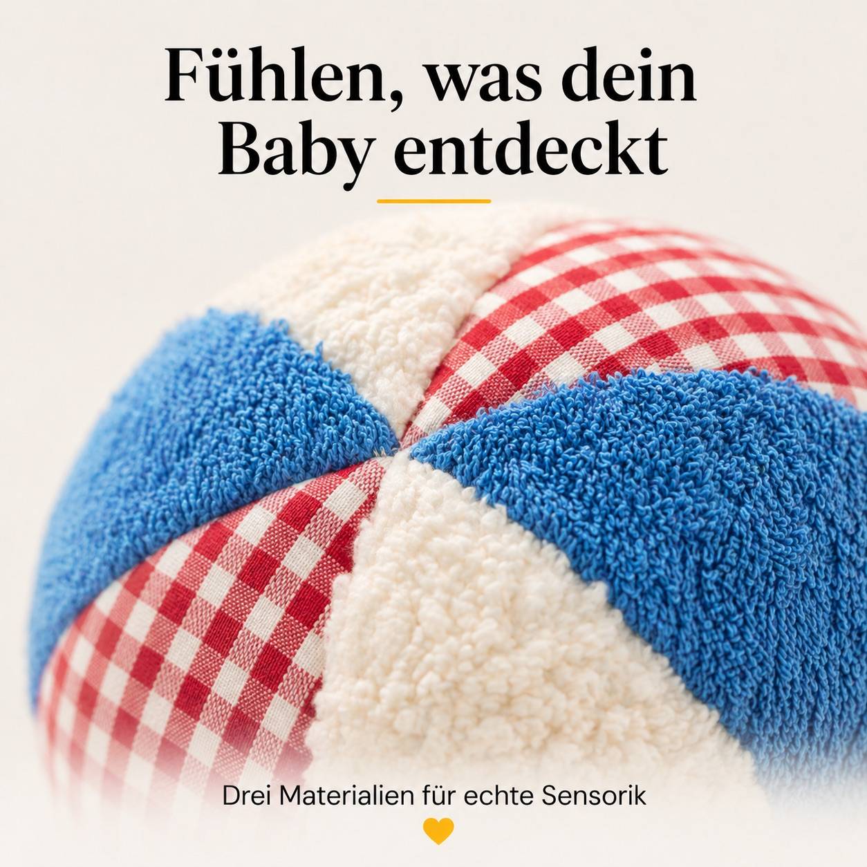 EFIE Rasselball Baby – Greifball & Sensorikball aus Baumwolle & Frottee, Made in Germany