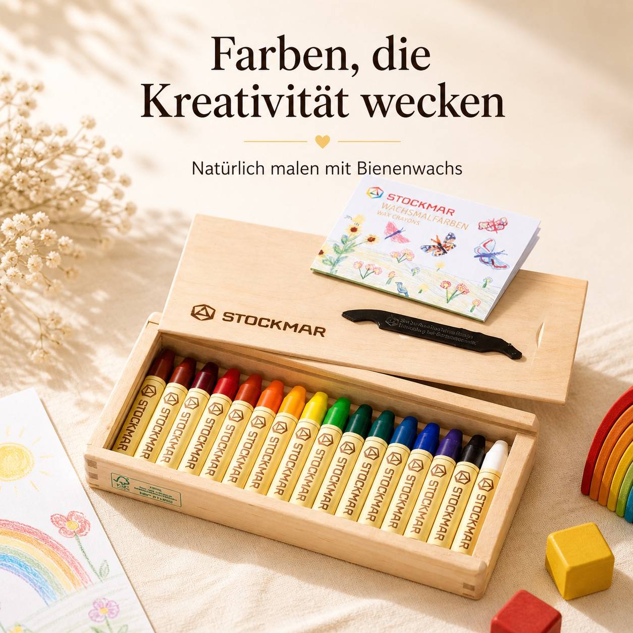 16 wax crayons from STOCKMAR (wooden case) Secondary image